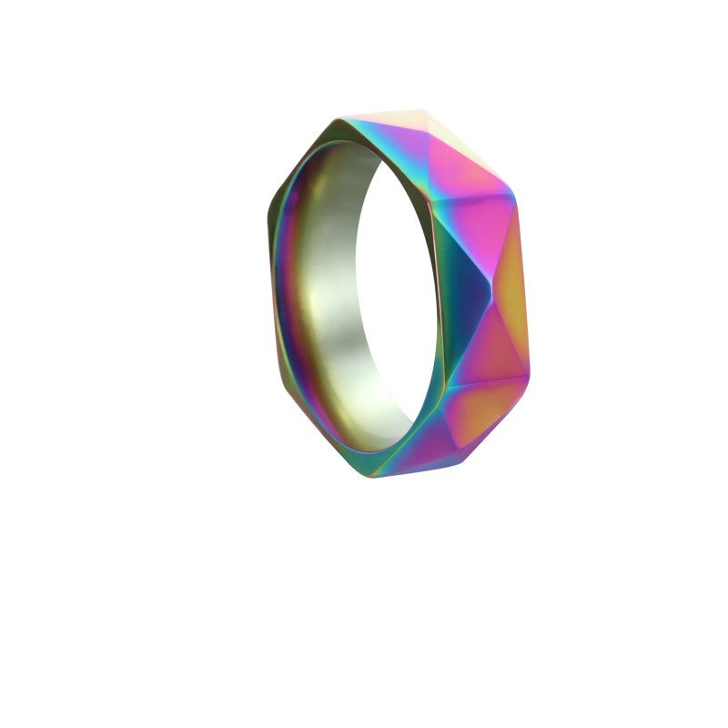 Women's & Men's Fashion Diamond-shaped Cut Personalized Stainless Steel Ring