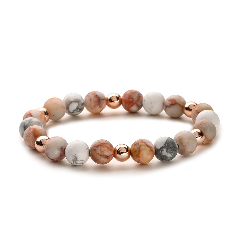 Natural Stone Essential Oil Pink Zebra Bracelets