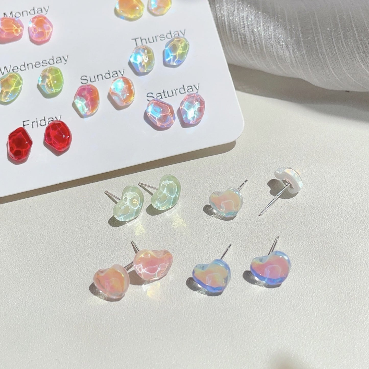 Sier Needle Style Colorful Small Stone Female Earrings