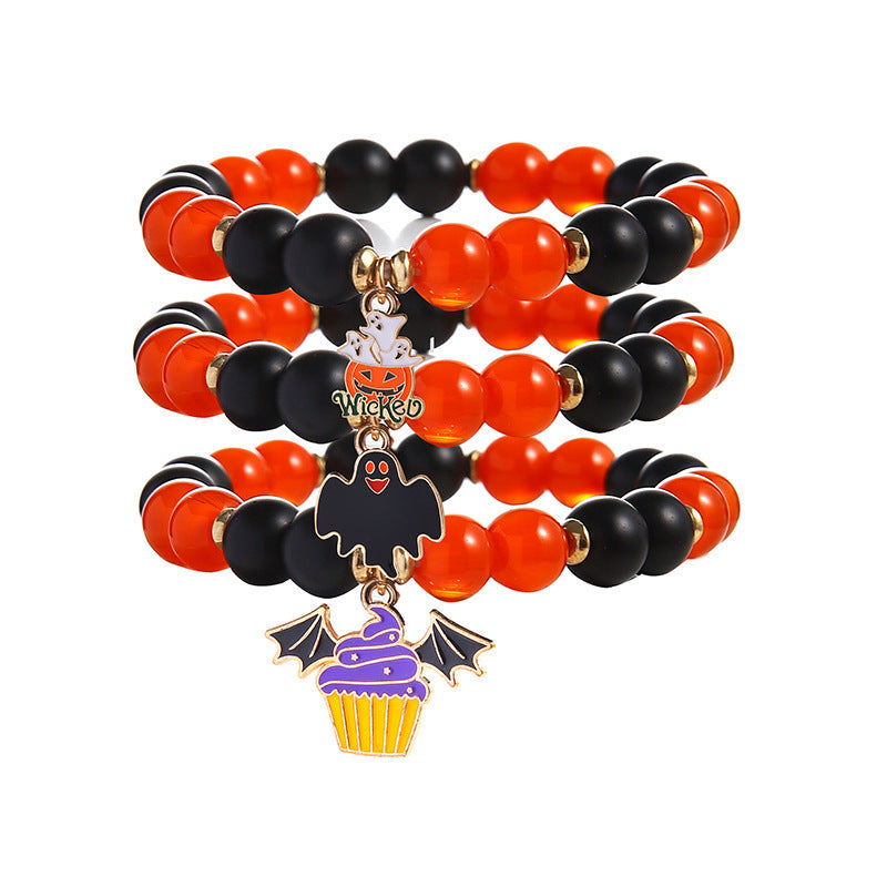 Women's Halloween Ghost Bat Fashion Beads Suit Bracelets