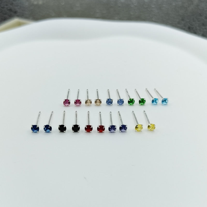 Sier Pin Simple Exquisite Petite Ear Stud Earrings