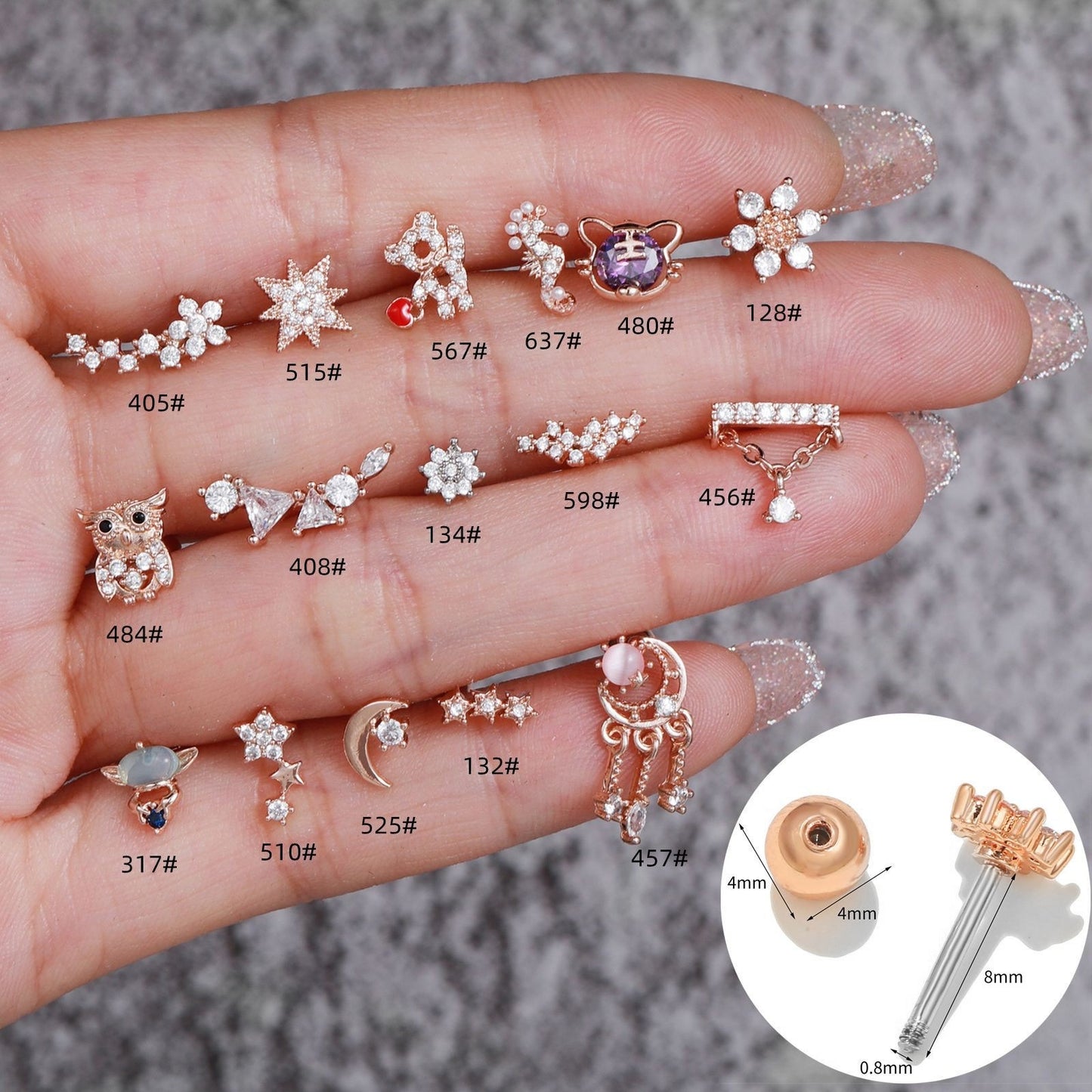 Women's Flower Stainless Steel Rod Piercing Ear Niche Personality Earrings