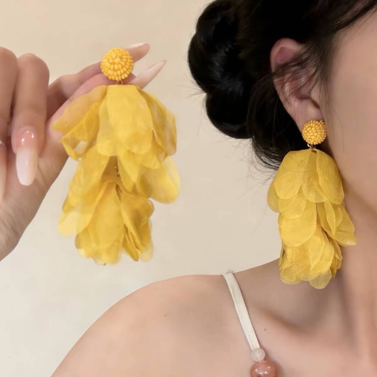 Seaside Vacation Style Flower Tassel Female Atmosphere Fairy Beaded Rings