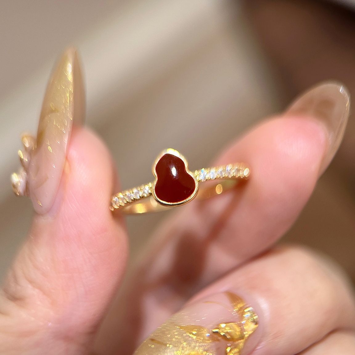 Zircon Simple Female Opening Adjustable Index Finger Light Luxury Rings