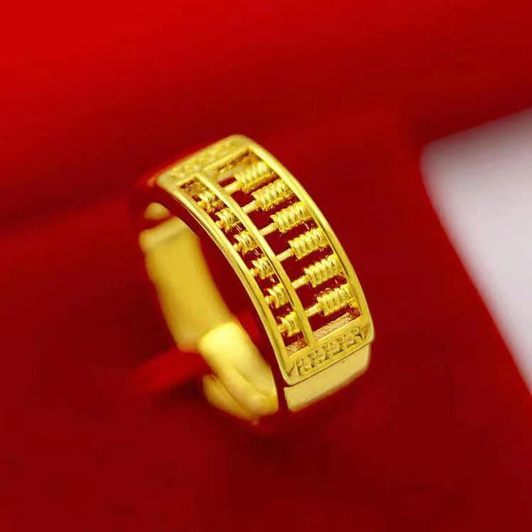 Women's & Men's Copper Coin Plated Emperor Open Argent Pur Hundred Word Index Rings