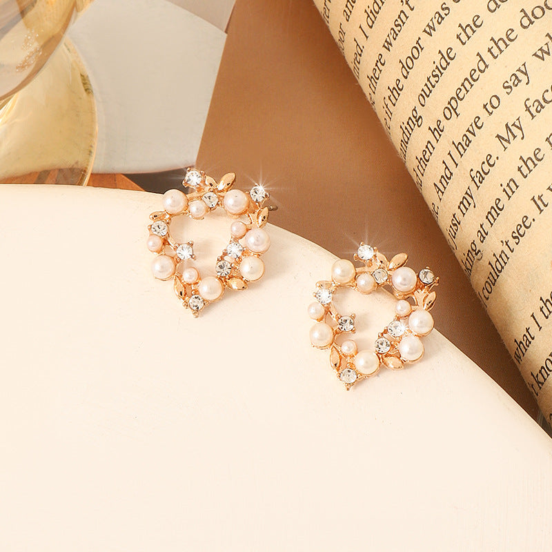 Simple Retro Sier Needle Pearl High Sense Ear Earrings