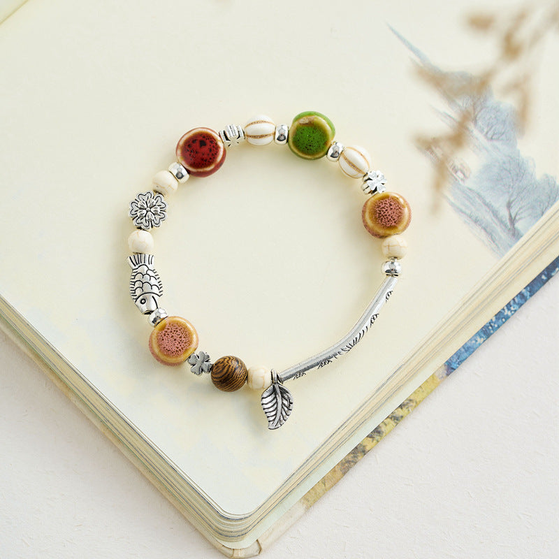 Chinese Natural Stone Porcelain Minimalist Female Bracelets