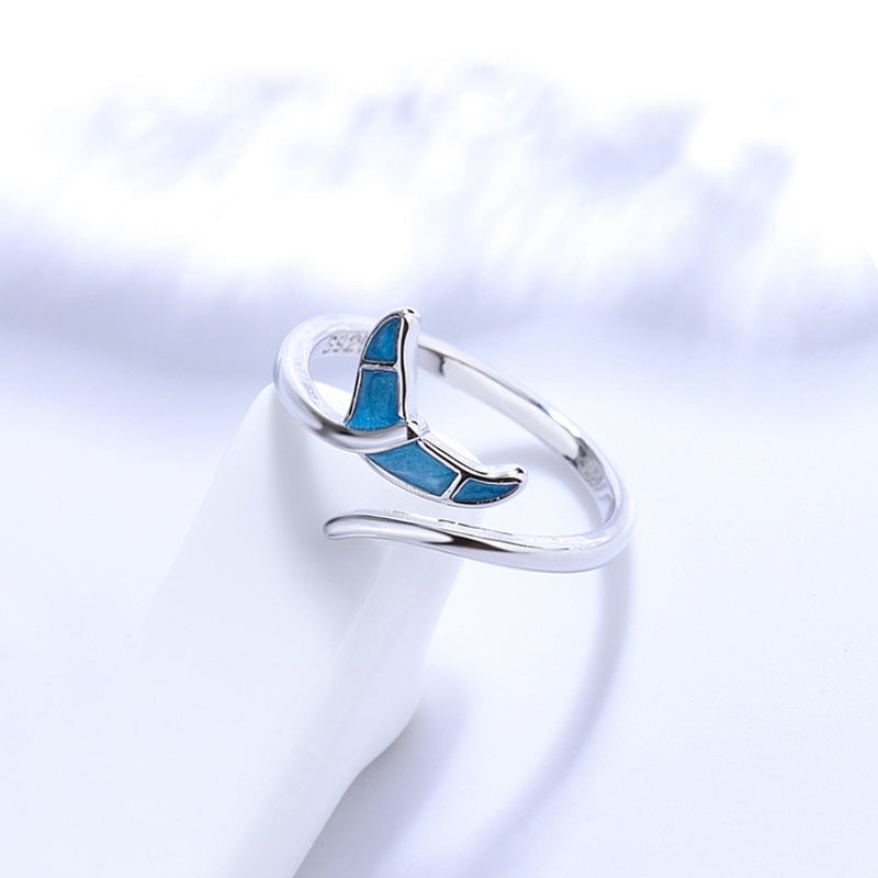Tail Niche Temperament Blue Epoxy Ocean Style Ring