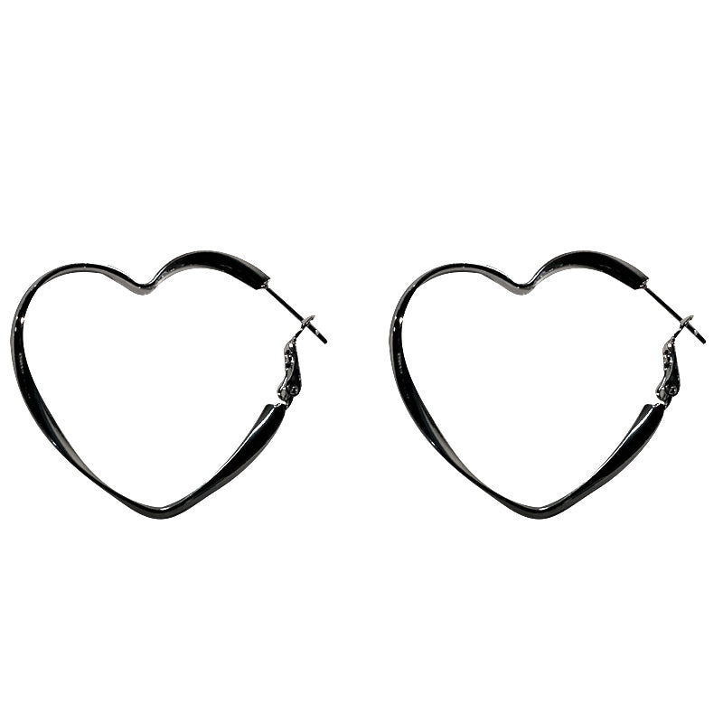 Sier Love Heart Trendy Cold High-key Ear Buckle