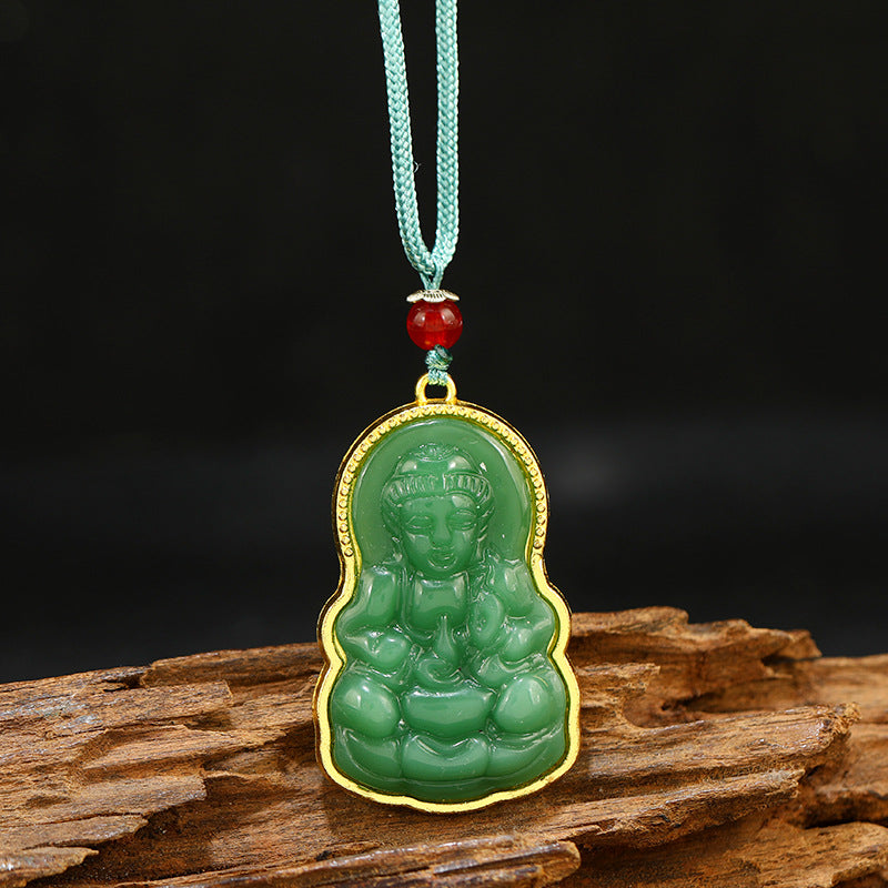 Women's & Men's Inlaid With Jade Buddha Beryl Sweater Pendants