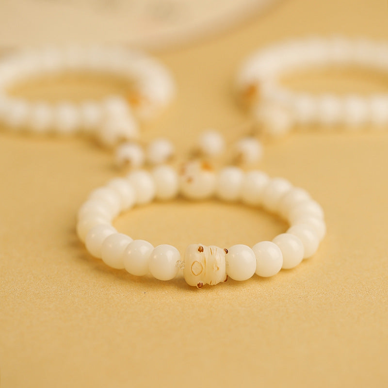 Cat Bodhi Root Female Natural White Jade Seed Pliable Temperament Bracelets
