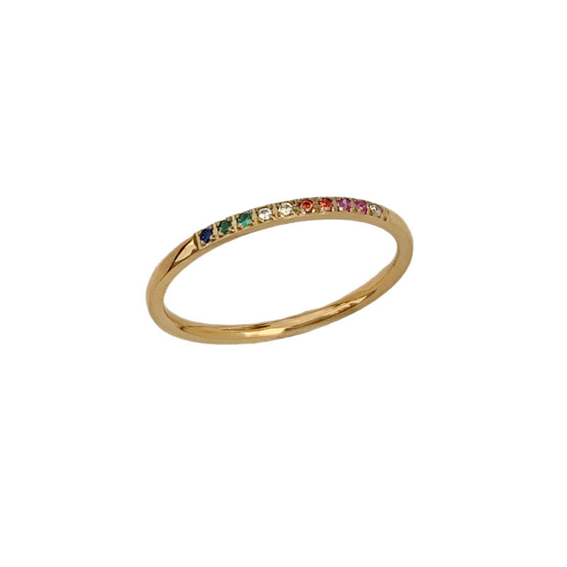 Plated Zircon Rhinestone Stackable Half Twin Diamond Index Rings