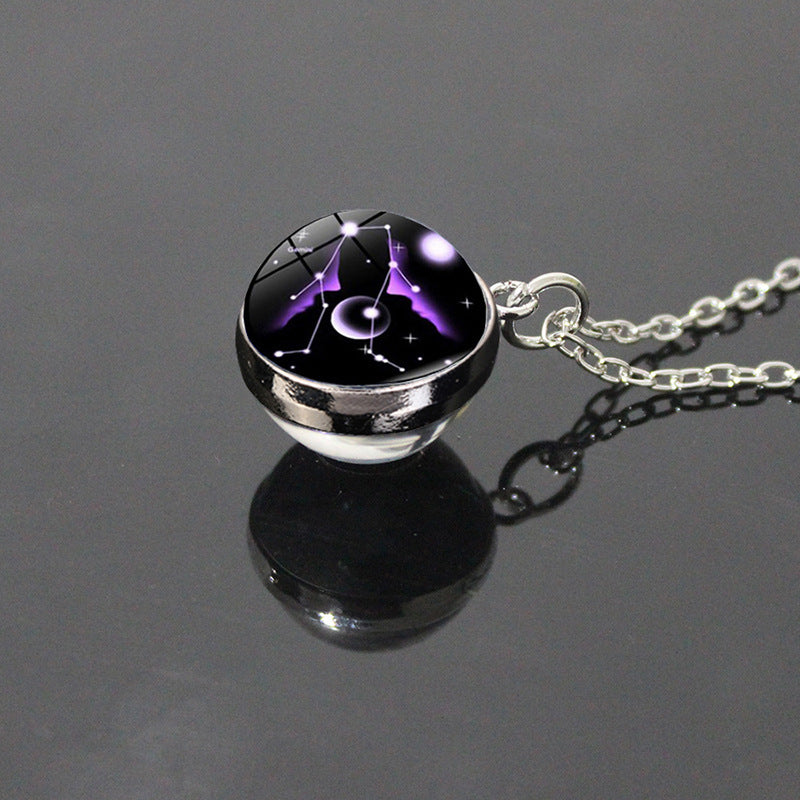 Sky Twee Constellation Glass Ball Time Stone Patch Necklace