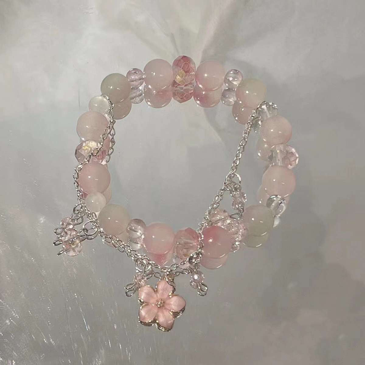 Small Peach Blossom Beaded Trendy Design Cherry Bracelet