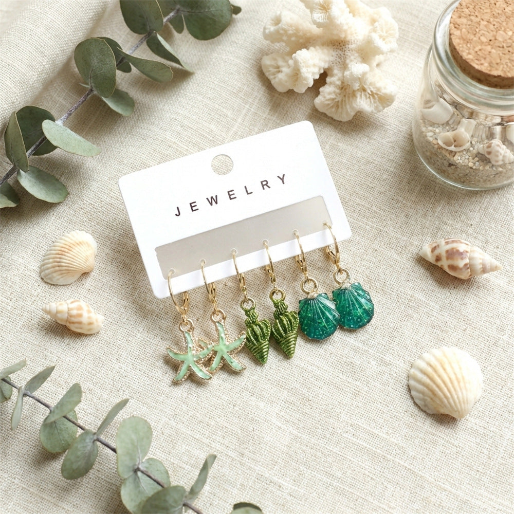 Summer Drop Oil Glitter Marine Female Ear Earrings