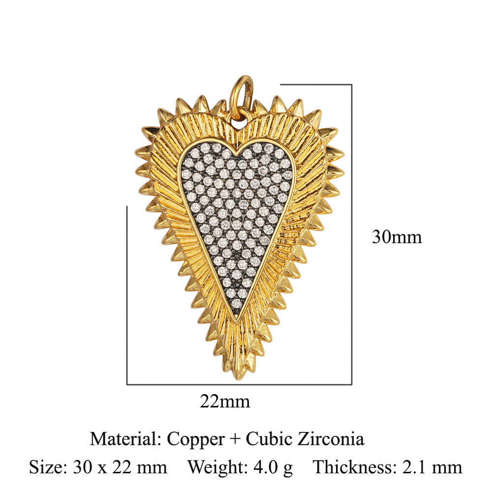 Key Lock Copper Zircon Dark Pattern Pendants