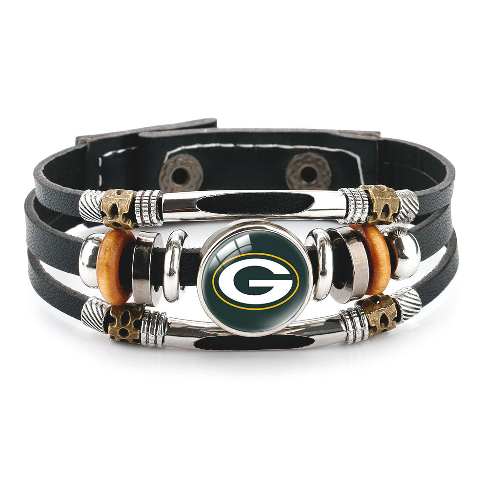 Genuine Leather Hand Professional Rugby League Team Time Stone Bracelet