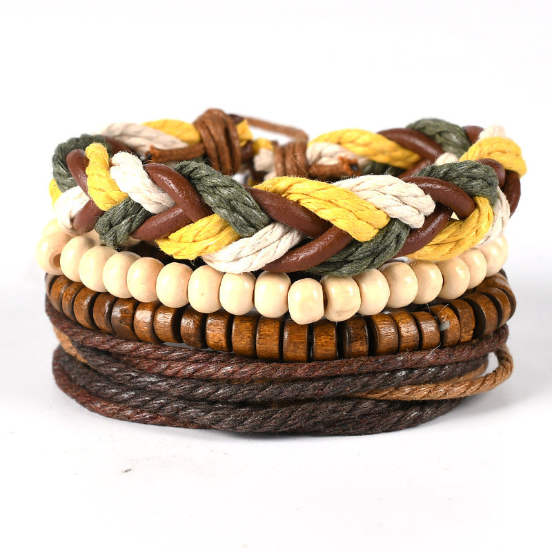 Women's & Men's Ornament Simple Hand Woven Rope Leather Bracelets