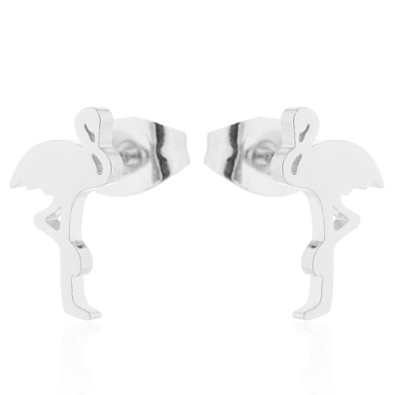 Trendy Stainless Steel Animal Fresh Red-crowned Crane Stud Earrings