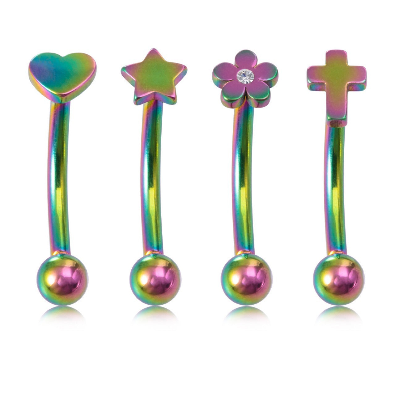 Simple Stainless Steel Rod Eyebrow Piercing Star Stud Earrings