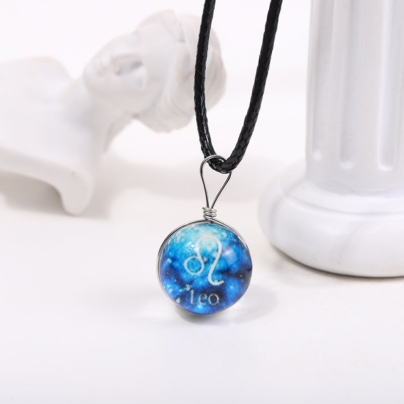 Starry Sky Luminous Twee Constellation Glass Mori Fresh Clavicle Chain Necklace