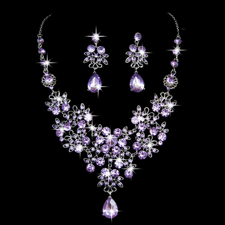 Women's Suite Splendid Diamond Geometric Crystal Flowers Jewelry Set