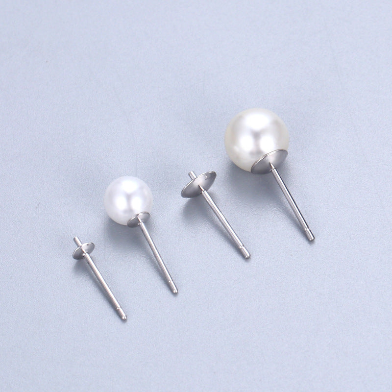 Bowl Pin Ear Pearl Holder Half Stud Earrings