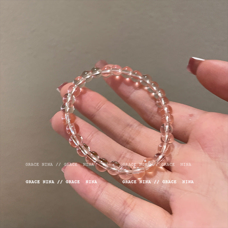 Women's Sweet Bubble Pink Ice Transparent Beaded Bracelet