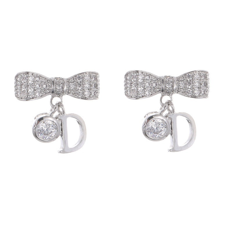 Creative Metal Geometry Bowknot Letter Fashion Temperament Earrings
