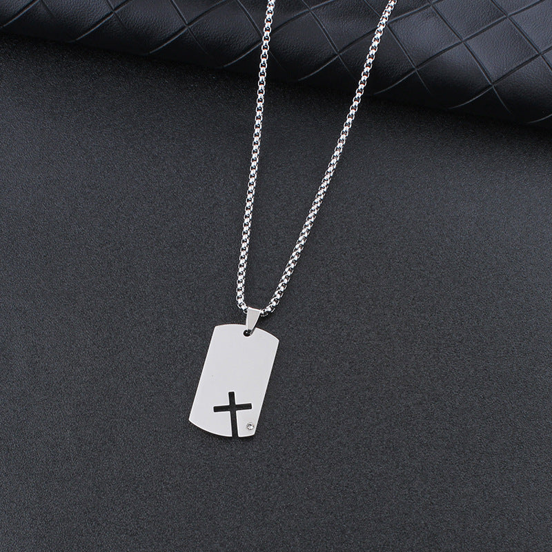 Men's & Women's Personalized Simple Dog Tag Hollow Cross Pendants