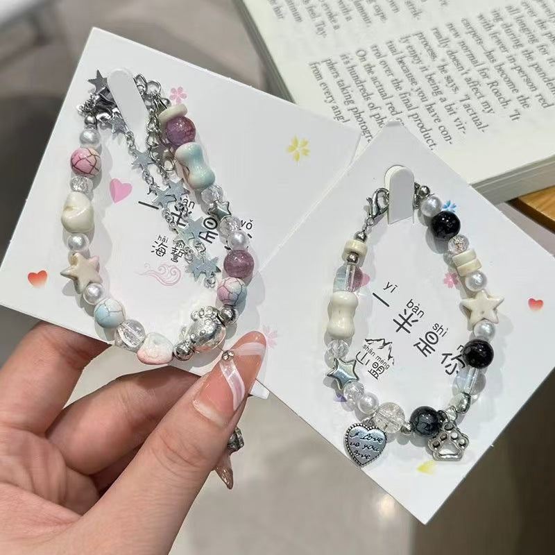 Korean Dopamine Double Layer Twin Design Sweet Cute Bracelet
