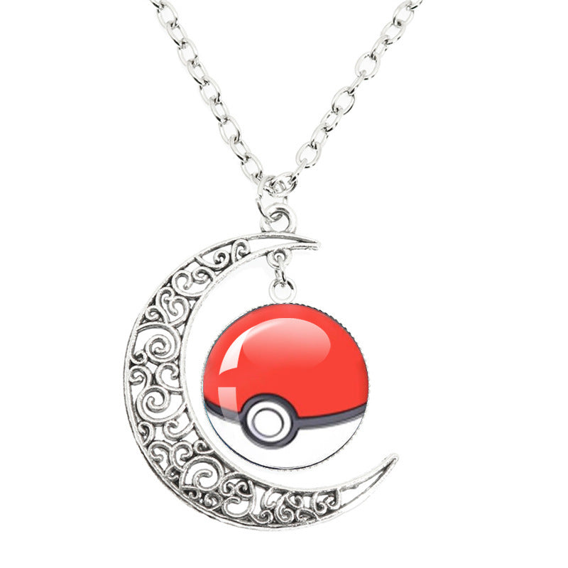 Anime Alloy Moon Time Gem Cabochon Necklaces
