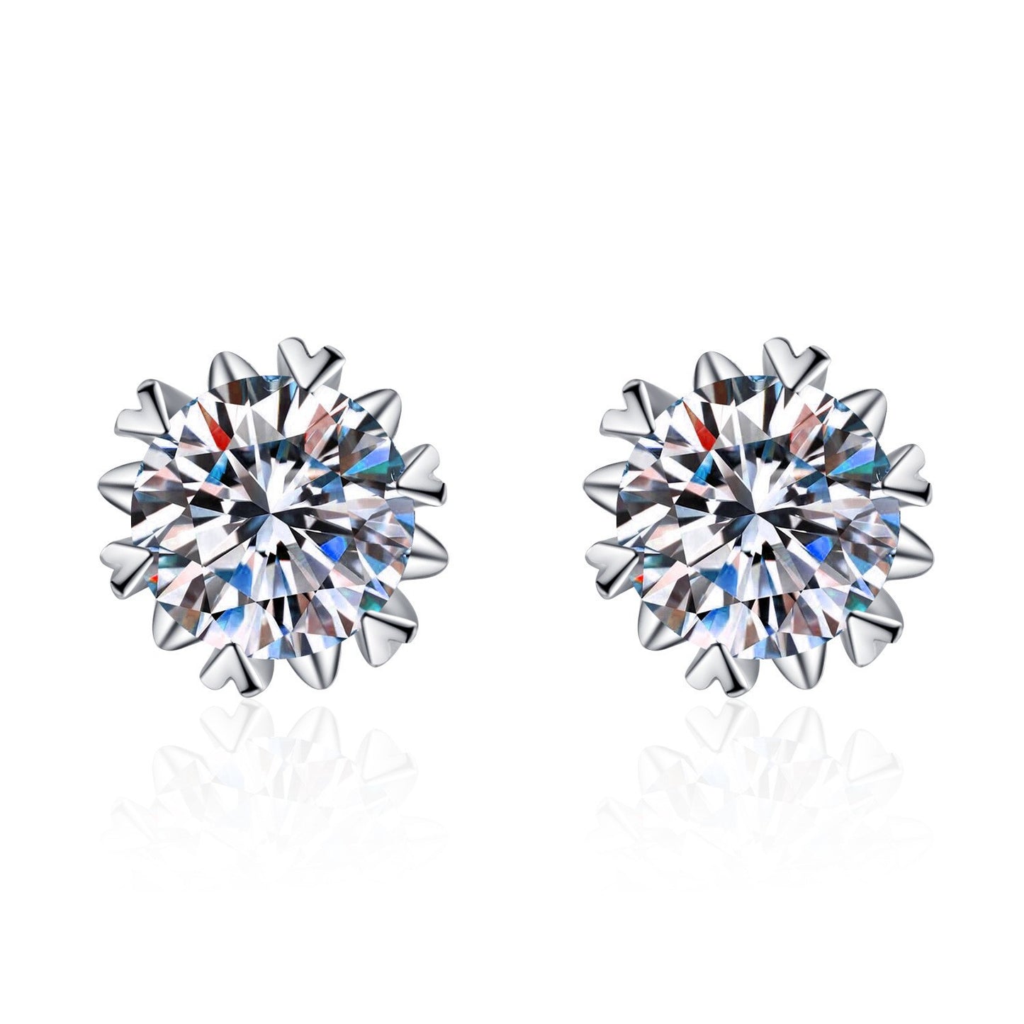 Women's Live Broadcast Karat Simple Snowflake Diamond For Stud Earrings