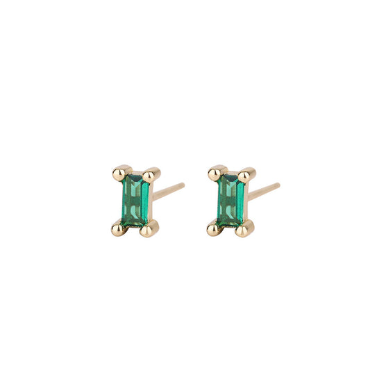 Women's Mini Sier Plated With Rectangular Zircon Earrings