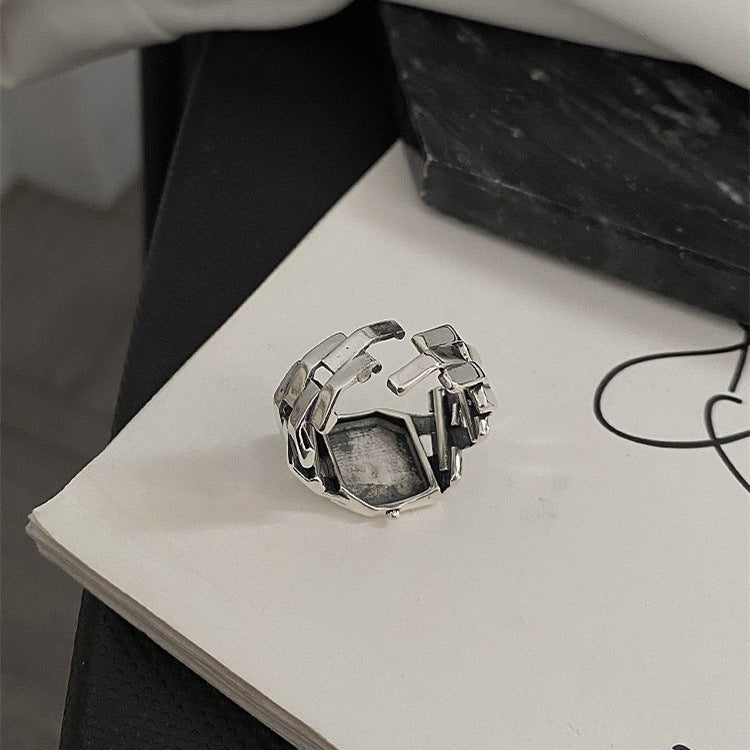 Roman Numeral Female Retro Fashion Chain Open Hip Hop Ring