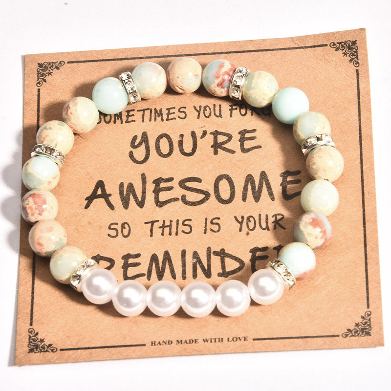 Listed Stone Pink Zebra Elastic String Imitation Bracelets