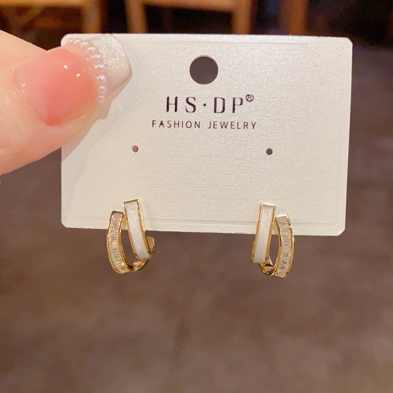 Layer Petite Female Graceful Fashionable Simple Light Luxury Frosty Stud Earrings