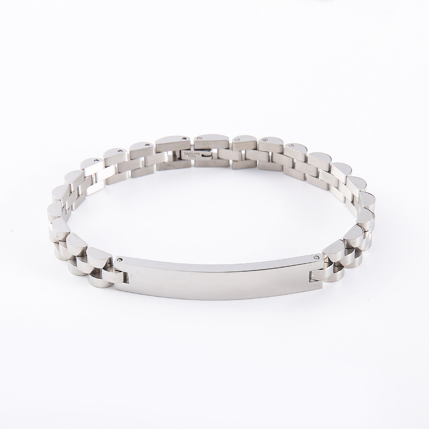 Women's & Men's Adjustable Titanium Steel Curved Can Carve Writing Stainless Gold Bracelet