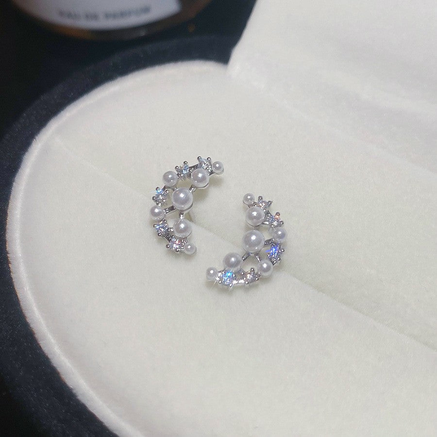 Women's Style Refined Zircon Flower Pearl Light Luxury High-grade Ear Earrings