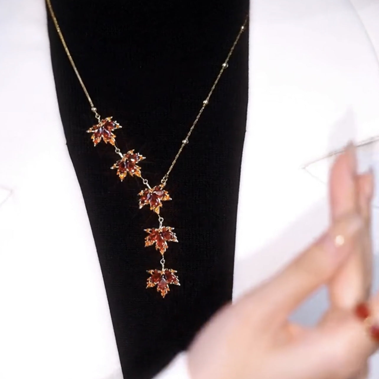 Leaf Sweater Chain Clavicle Crystal Zircon Necklaces