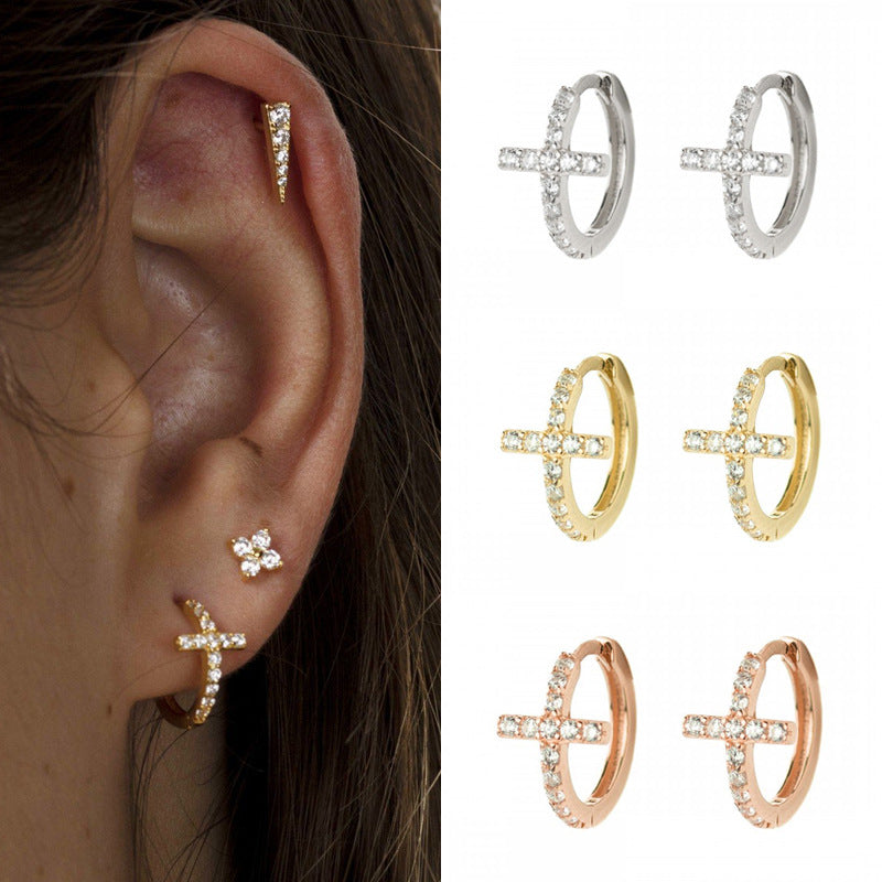 Versatile Diamond Vintage Cross Clip Style Ear Buckle
