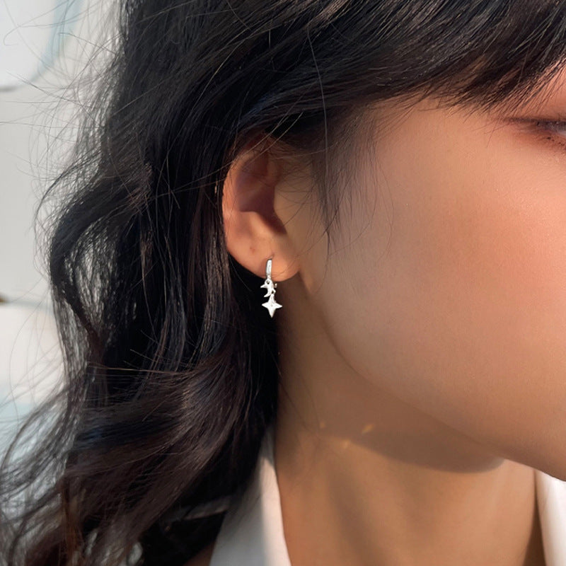 Ancient Cat Ning Series Rhinestone Four Earrings