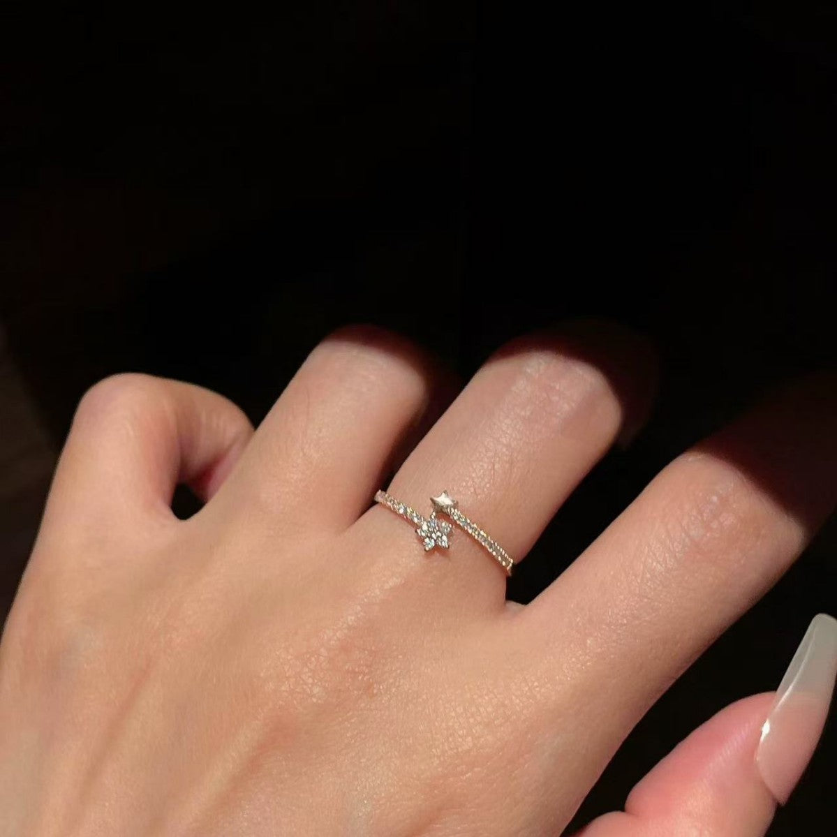 Sense Diamond Design Light Luxury Five-pointed Ring