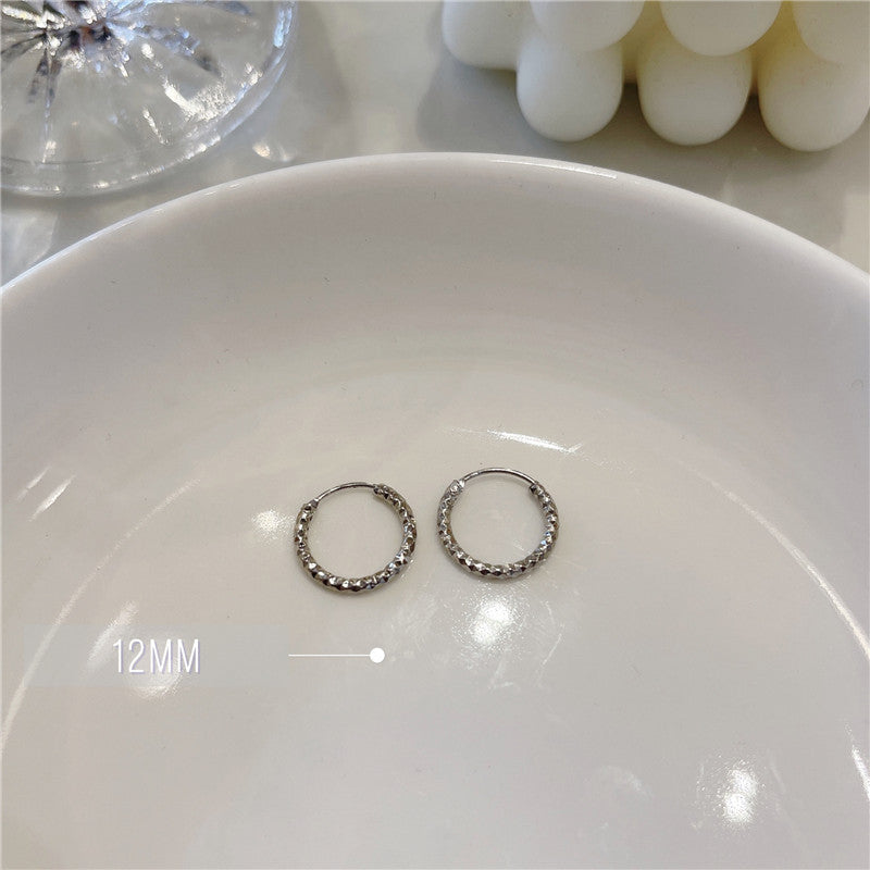 Women's Starry Circle Ear Clip Simple Niche Round Sier Stud Earrings