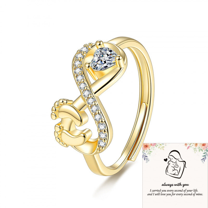 Footprints Love High Sense Index Finger Design Cute Sweet Ring