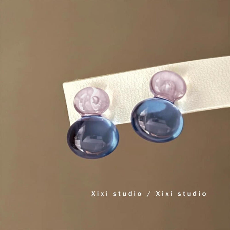Encounter Summer Relaxation Feeling Ice Through Glass Candy Contrast Color Stud Earrings