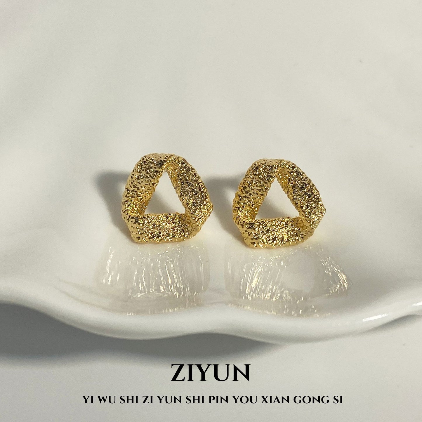 Simple Hollow Geometry Triangle Sier High Stud Earrings