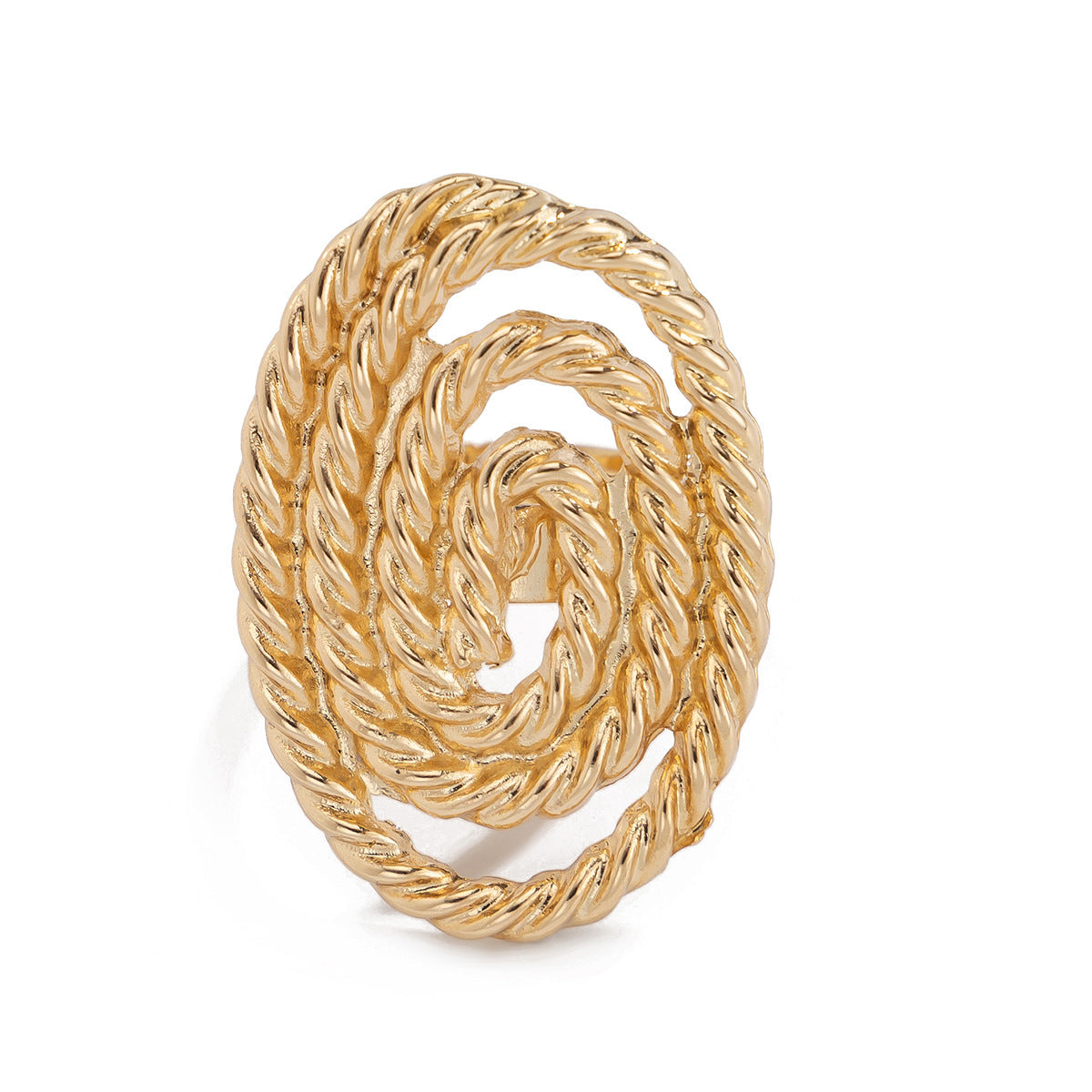 Oval Alloy Winding Geometric Corrugated Imitation Rings