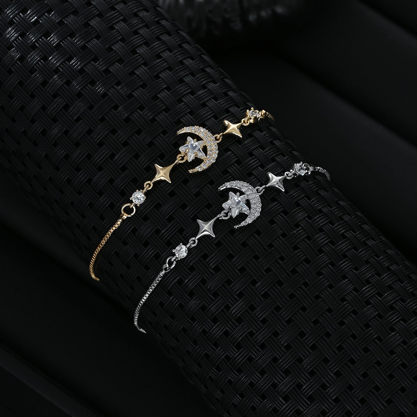 Inlaid Zircon Light Luxury Hand Female Niche Design Star Moon Bracelets
