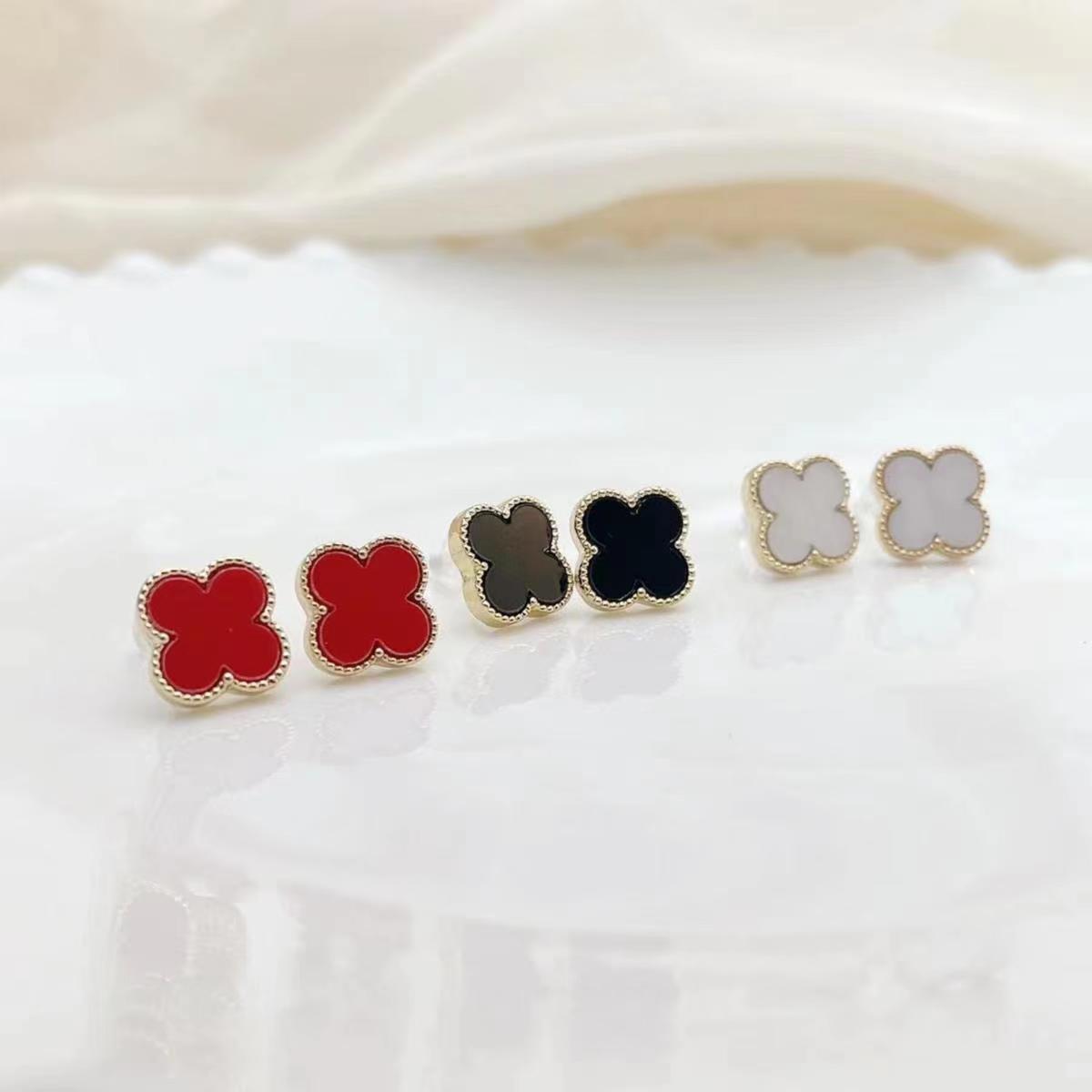 Red Korean Cute Minimalist Bowknot Fashion Earrings